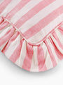 The Candy Stripe Frill Cushion in Peony from Projektityyny at Couverture 6 The Garbstore
detail 