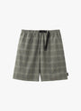 Cotton Linen Plaid Shorts Olive-Olive Houndstooth-SEDAN ALL-PURPOSE at Couverture & The Garbstore Front