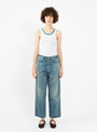 Contrast Slim Rib Tank Top White & Teal by Bassike | Couverture & The Garbstore