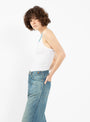 Contrast Slim Rib Tank Top White & Teal by Bassike | Couverture & The Garbstore