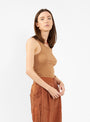 Slim Superfine Rib Tank Top Cedarwood Beige by Bassike | Couverture & The Garbstore